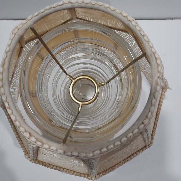 Cream Boudoir Lamp Shade with Tassel Bottom Frindge1960's 7 Inches Tall - Picture 10 of 16